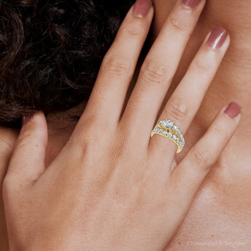 Bliss Diamond 1 3/4ct 3-stone Diamond Engagement Wedding Ring Set 14k Gold Or Pt Lab Grown In Gold