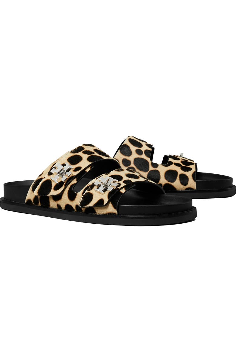 Tory Burch T-Lock Genuine Calf Hair Sport Slide Sandal, Main, color, Trench/ Black Print Calf Hair