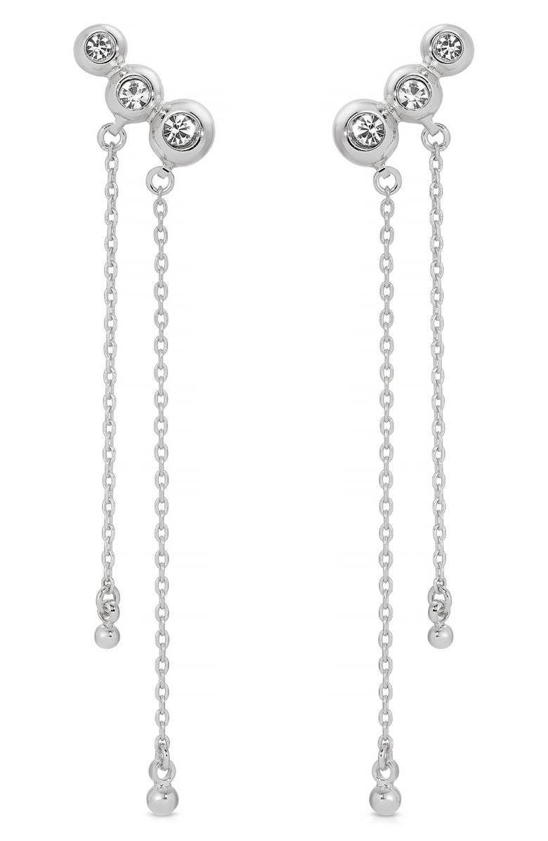 Ettika Deco Crystal Hanging Chain Drop Earrings, Main, color, Silver