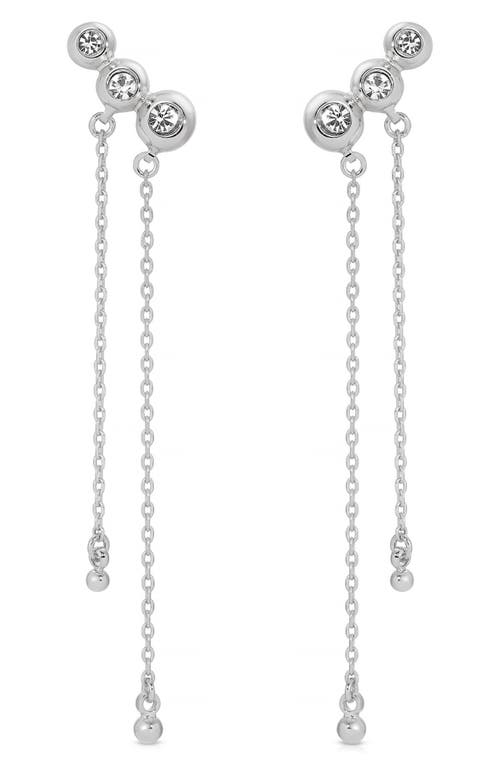 Ettika Deco Crystal Hanging Chain Drop Earrings In Silver