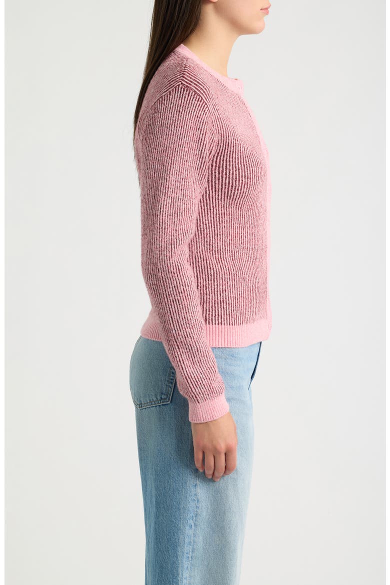 Two-Tone Knit Cardigan, Alternate, color, ROSE
