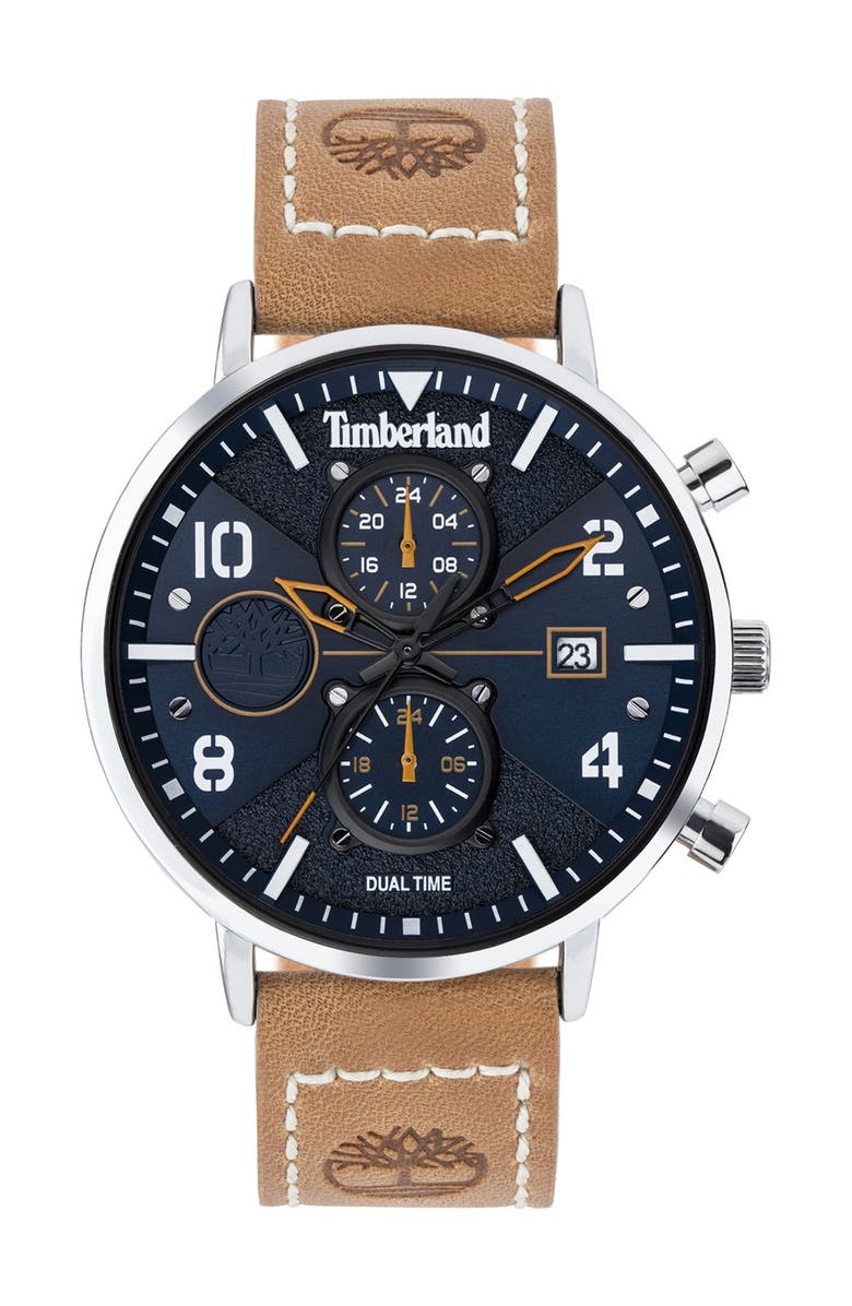 Timberland Men's Multifunction Leather Strap Watch, Main, color,