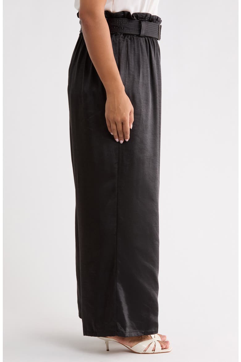 Nyssa Cole Belted High Waist Wide Leg Pants, Alternate, color, BLACK