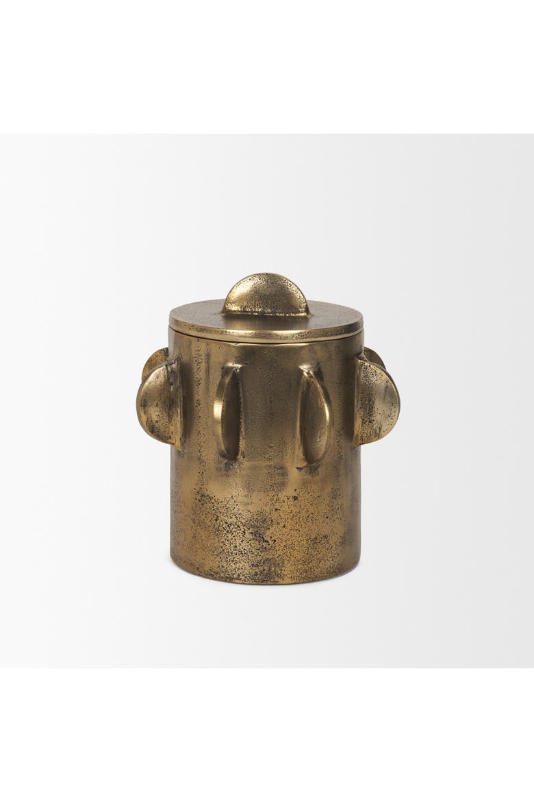 Deacon Metal Canister with Sculptural Handles, Alternate, color, Antiqued Brass