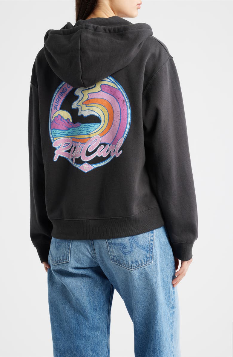 Rip Curl Lay Day Relaxed Cotton Blend Hoodie, Alternate, color, Washed Black