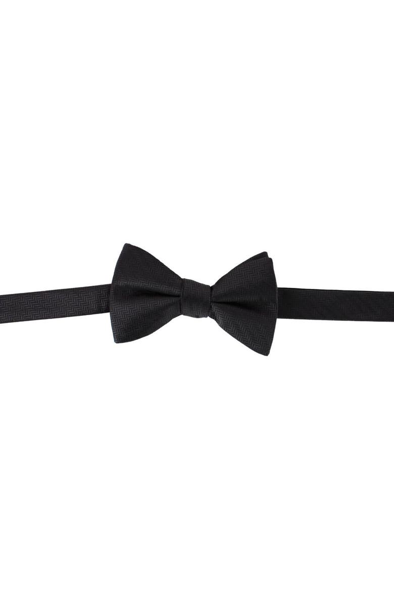 Ascentix Etched Herringbone Twist Bowtie, Main, color, Black