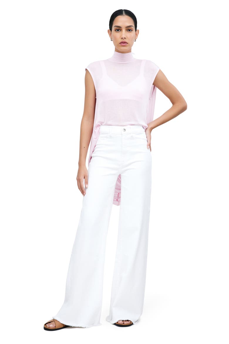 McCarren High Waist Raw Hem Wide Leg Jeans, Alternate, color, WHITE