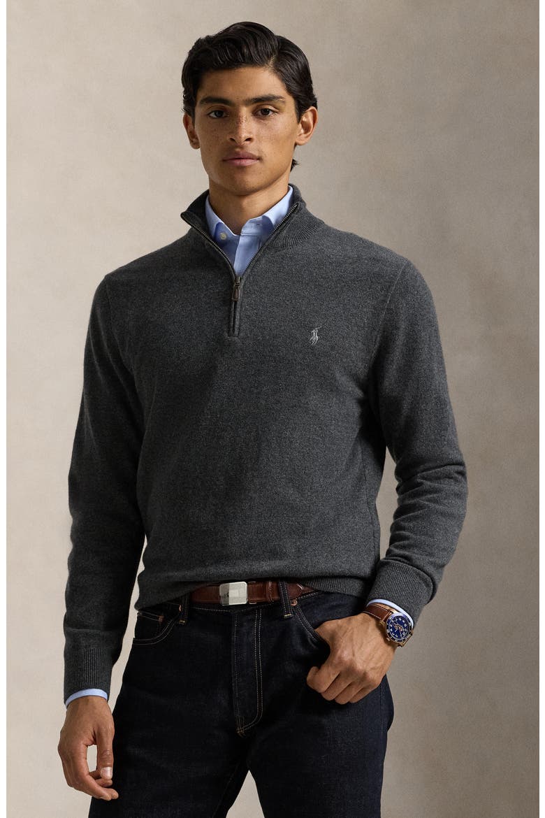 Regular Fit Wool Quarter Zip Sweater, Alternate, color, GREY HTR