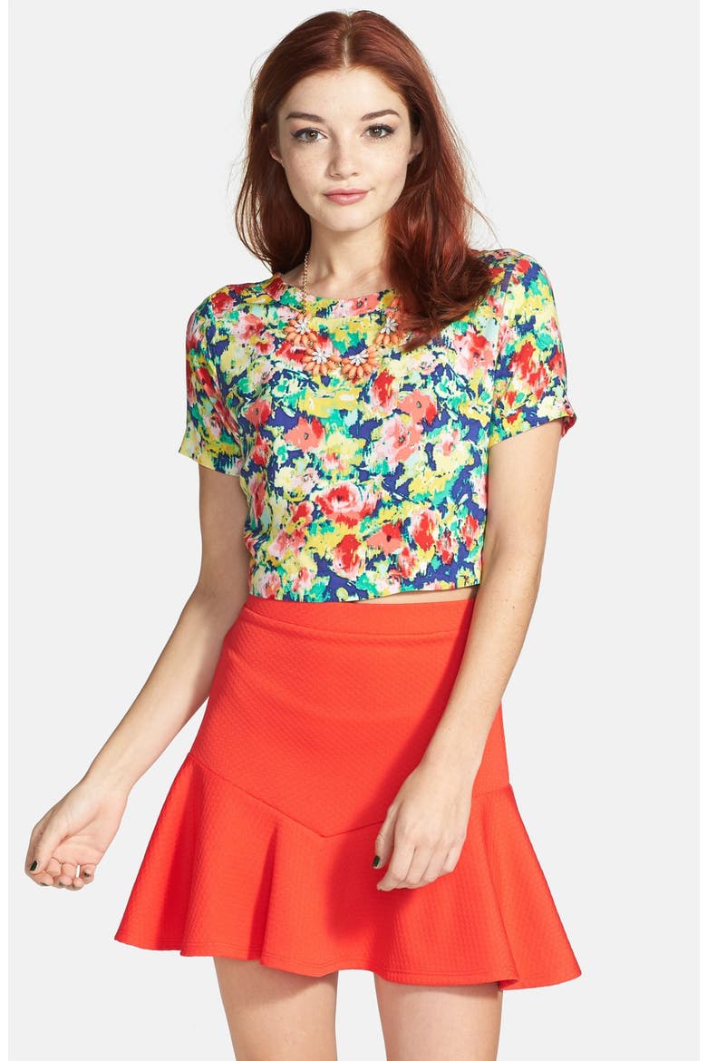 Ruffle Peplum Skirt, Main, color, CORAL
