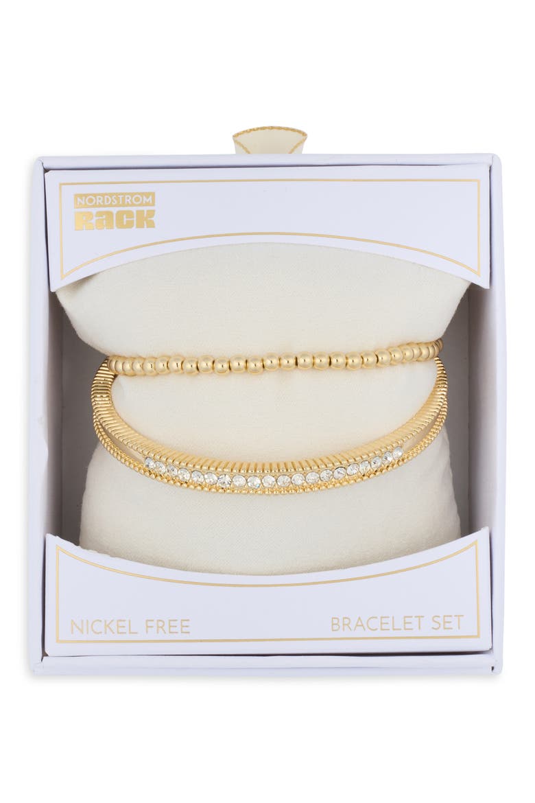 Set of 2 Metal Bead Bracelet, Main, color, CLEAR- GOLD