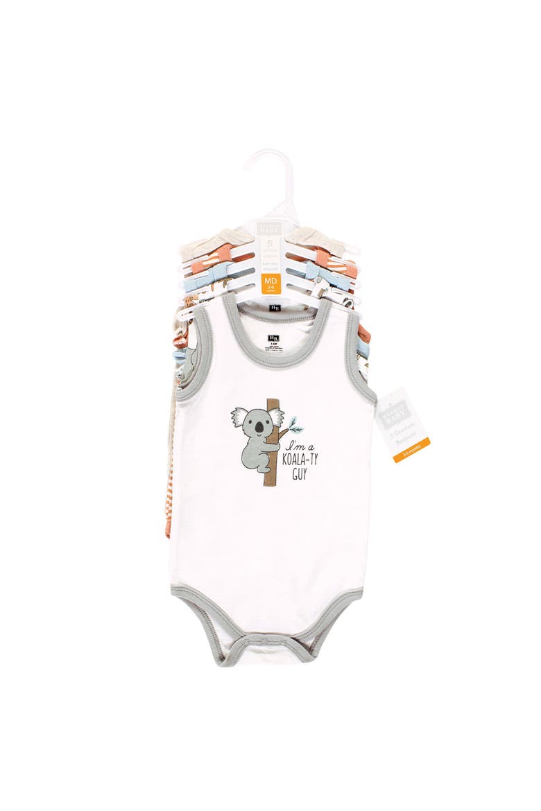 Cotton Tank-Style Bodysuits, Alternate, color, Zoo Animals