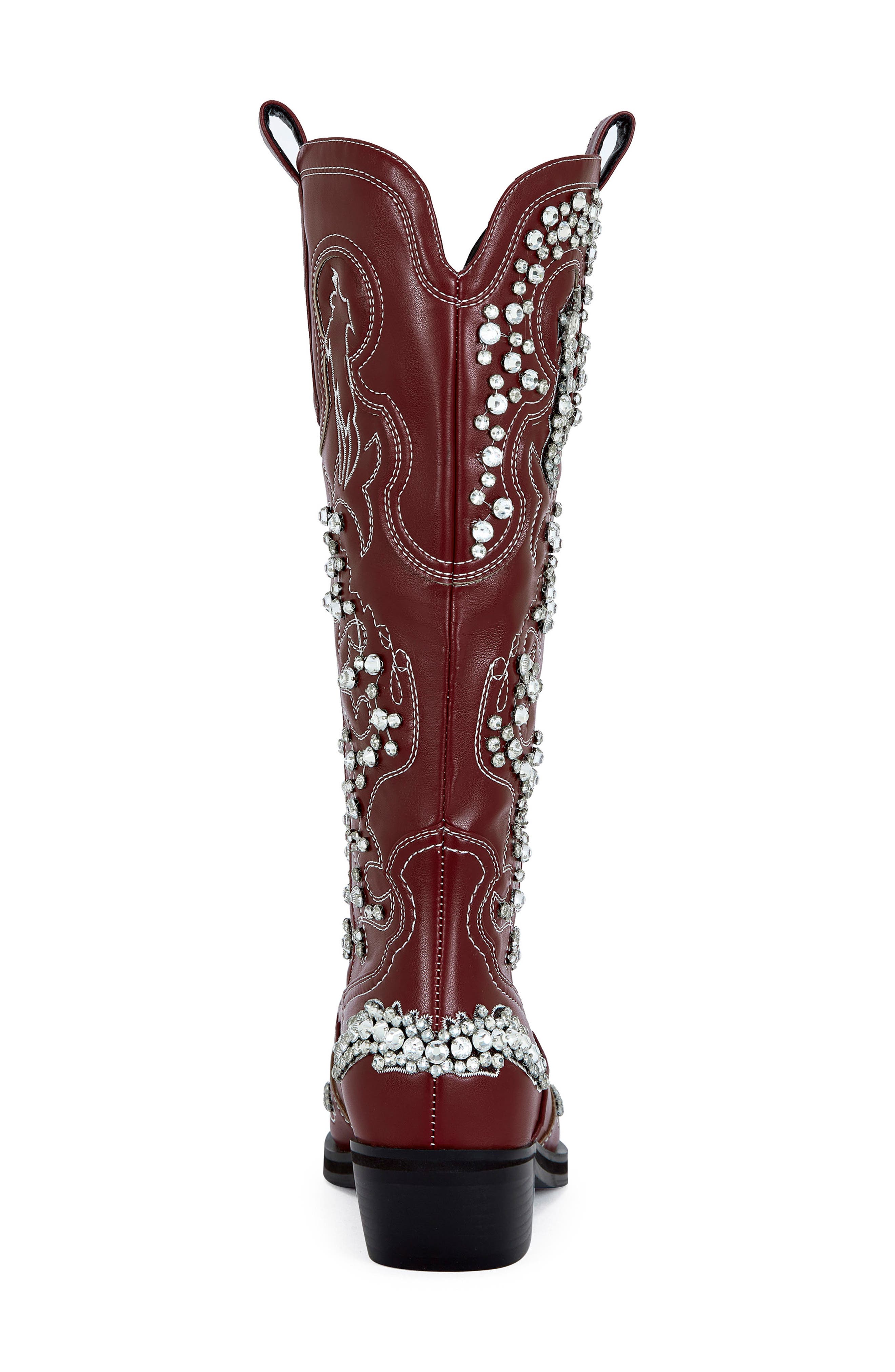 AZALEA WANG Maisie Embellished Western Boot, Alternate, color, Red