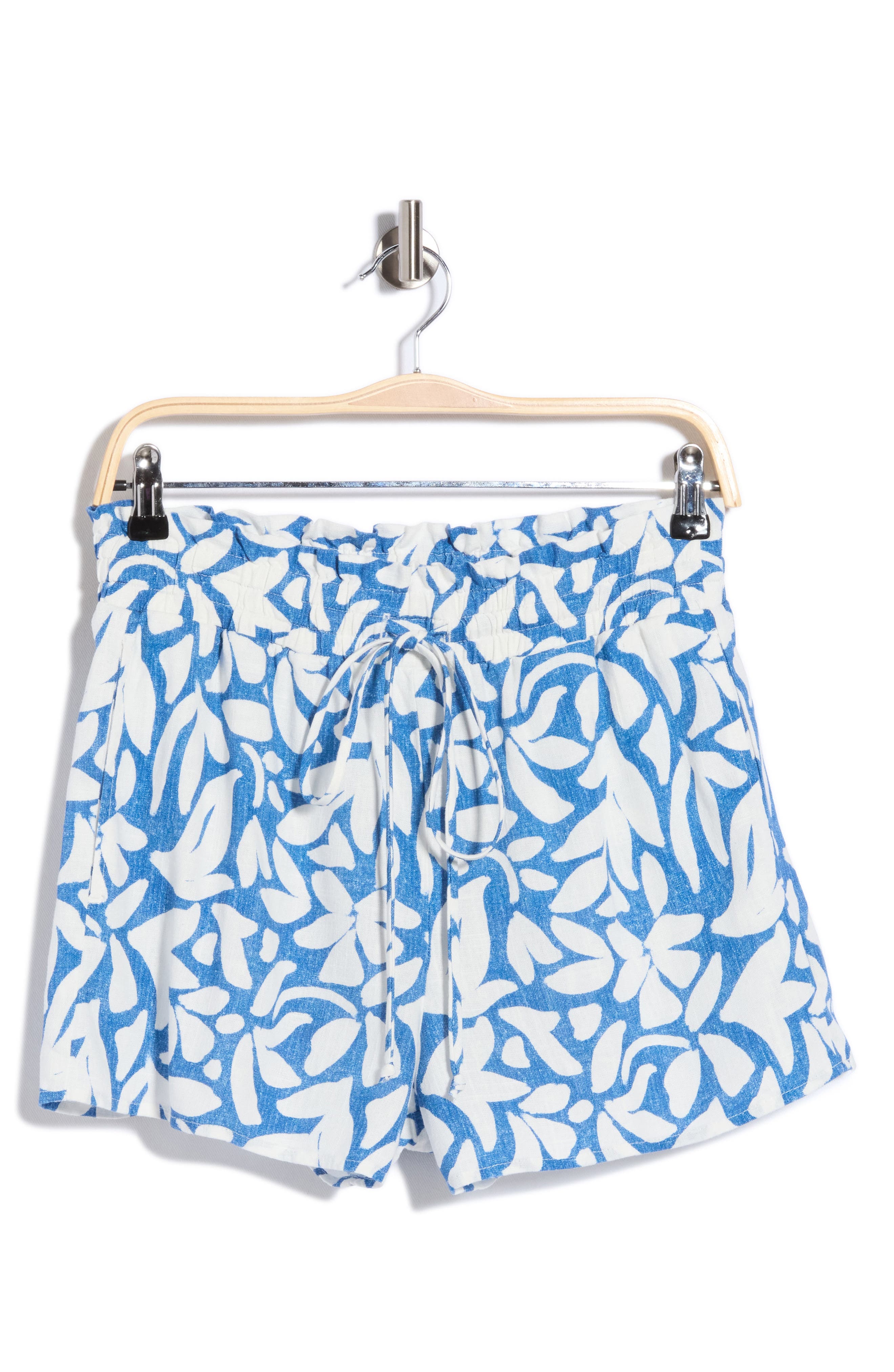 Stamped Floral Print Ruffle Edge Shorts
