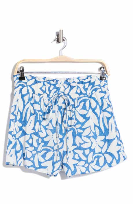 Stamped Floral Print Ruffle Edge Shorts