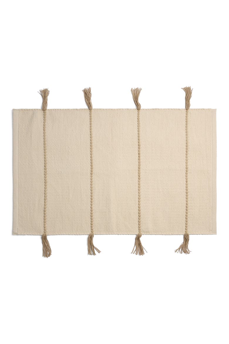 Tassel Organic Cotton Bath Mat, Main, color, NATURAL AND TOAST