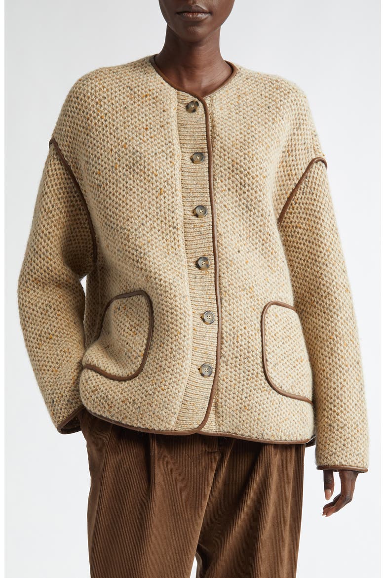 Medrano Oversize Merino Wool Blend Knit Jacket, Main, color, SAPLING