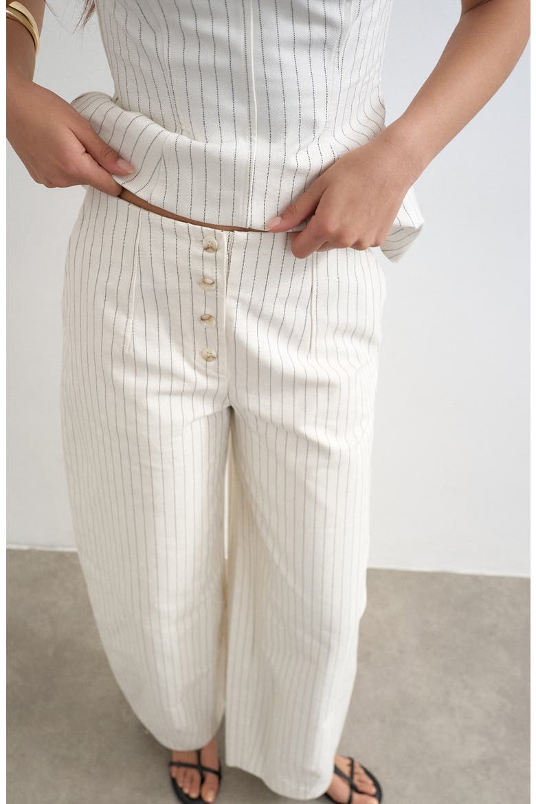 Striped Barrel Leg Pants, Alternate, color, WHITE