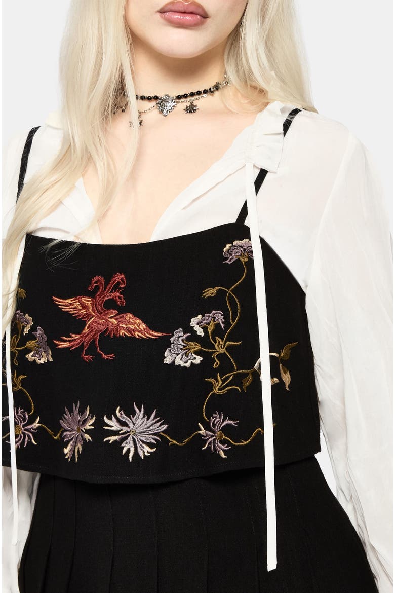 Genevra Embroidered Overlay Midi Dress, Alternate, color, Black