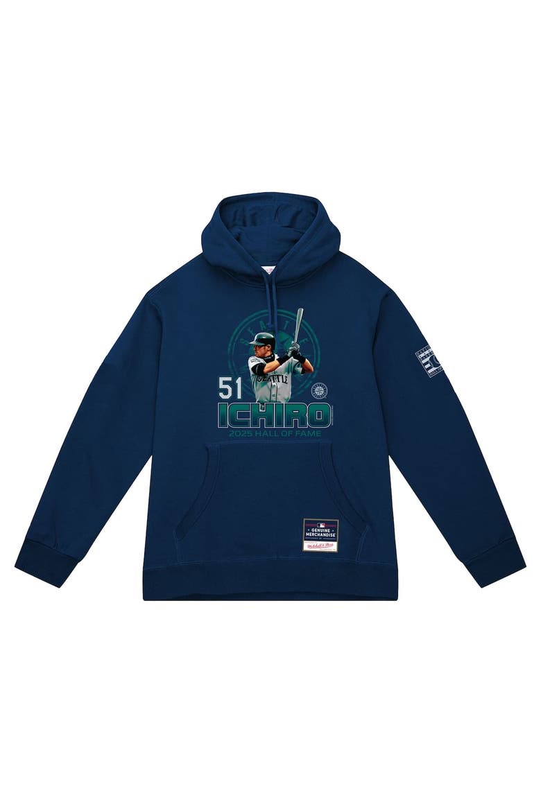 Men's Mitchell & Ness Ichiro Suzuki Navy Seattle Mariners Hall of Fame Hitter Hoodie, Alternate, color, Navy