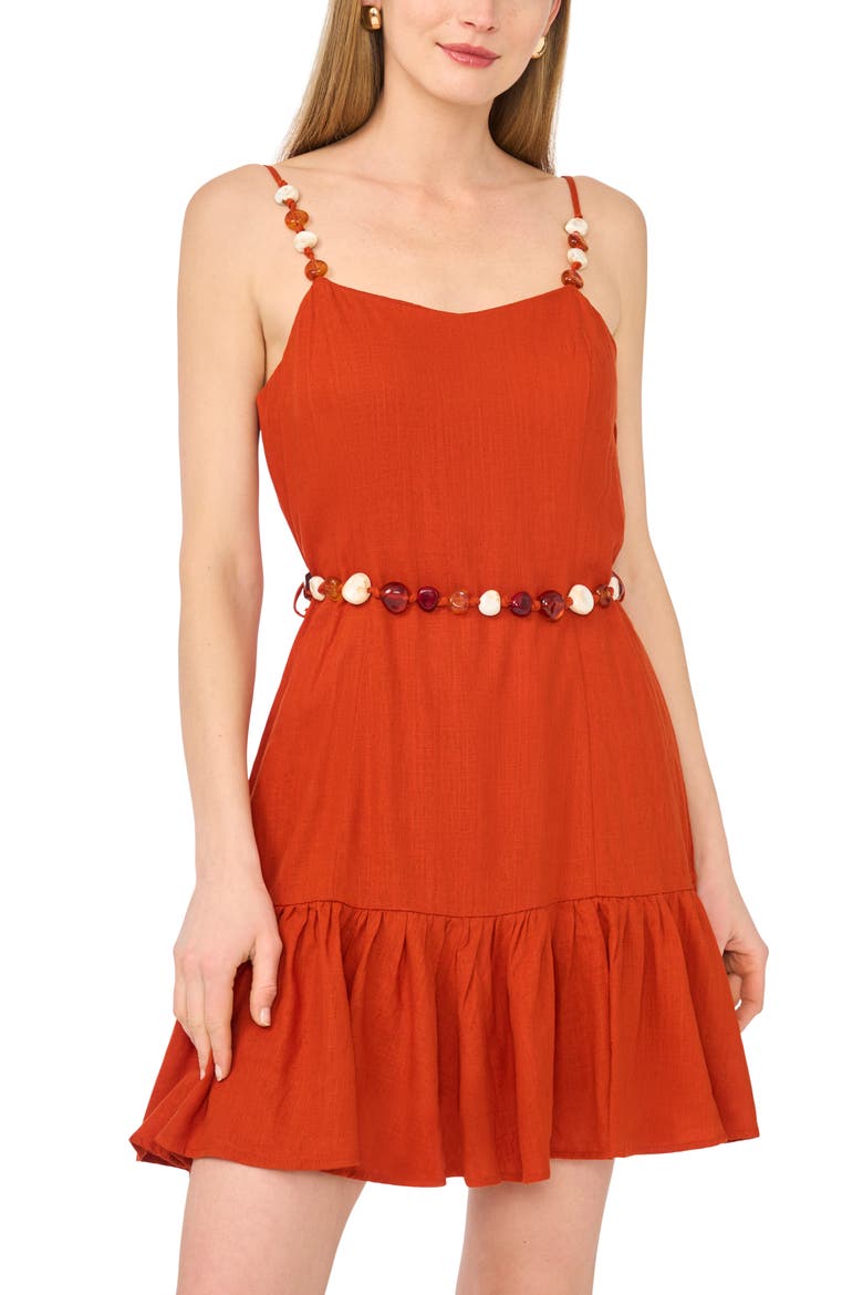 Belted Tiered Dress, Alternate, color, ROOIBOS TEA