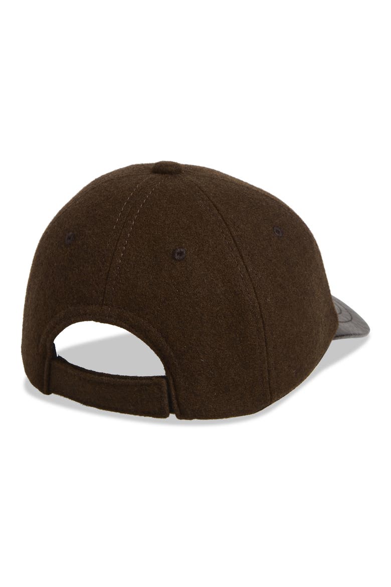 Hand Embroidered Wool Blend & Faux Leather Adjustable Baseball Cap, Alternate, color, BROWN