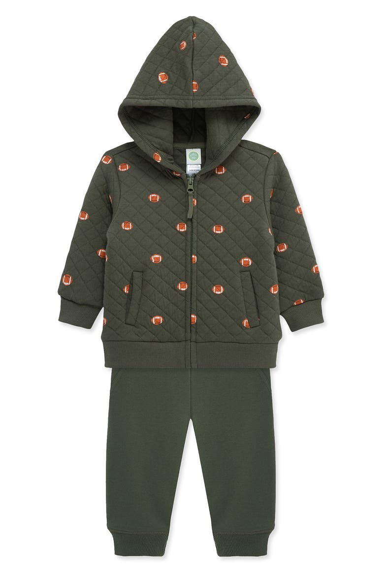 Football Quilted Hoodie & Joggers Set, Alternate, color, GREEN