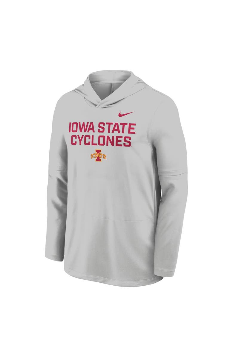 Nike Men's Nike Gray Iowa State Cyclones 2025 Sideline Dri-FIT Long Sleeve Hoodie T-Shirt, Alternate, color, 
