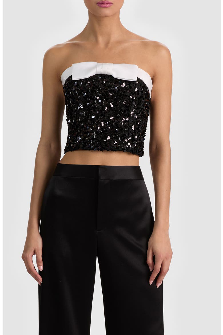 Katya Sequin Strapless Top, Main, color, BLACK/ OFF WHITE