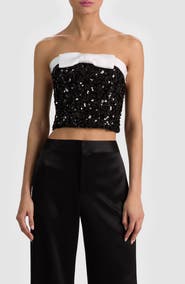 Alice + Olivia Katya Sequin Strapless Top