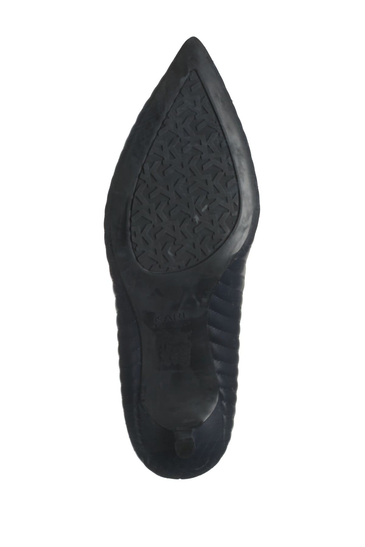 KARL LAGERFELD PARIS Rosette Quilted Pointed Toe Pump, Alternate, color, Midnight