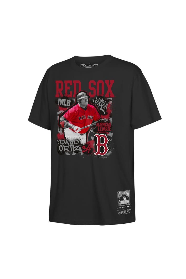 Youth Mitchell & Ness David Ortiz Black Boston Red Sox Cooperstown Star Moment T-Shirt, Main, color, Black