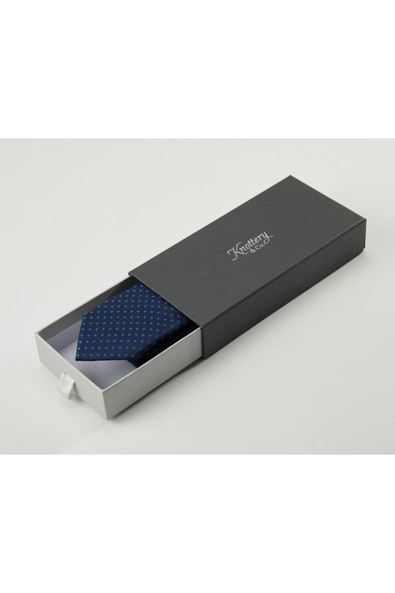 Diamond Grid Silk Jacquard Tie, Alternate, color, Navy