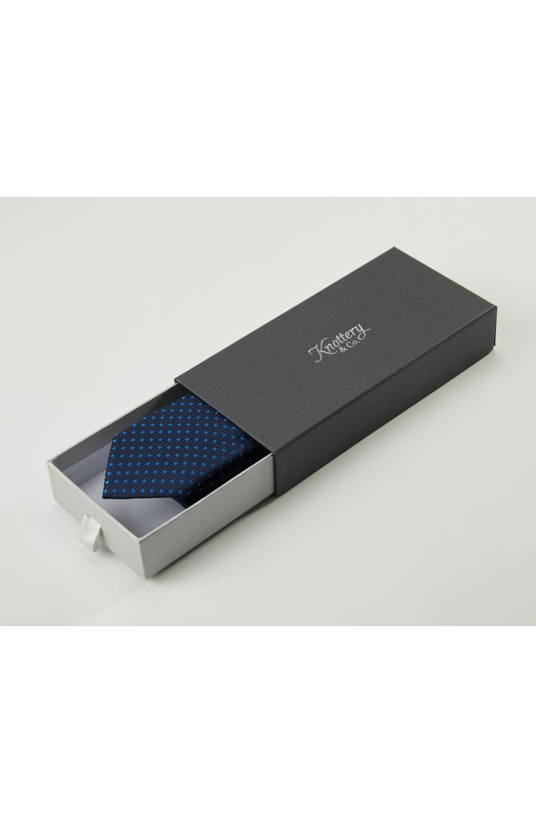 Knottery & Co Diamond Grid Silk Jacquard Tie, Alternate, color, Navy