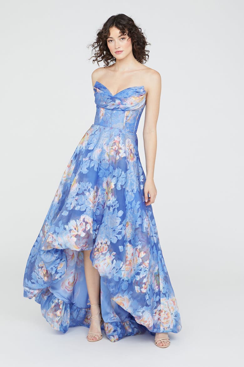 Wendy Bubble Hem Gown, Alternate, color, Cornflower/Marigold