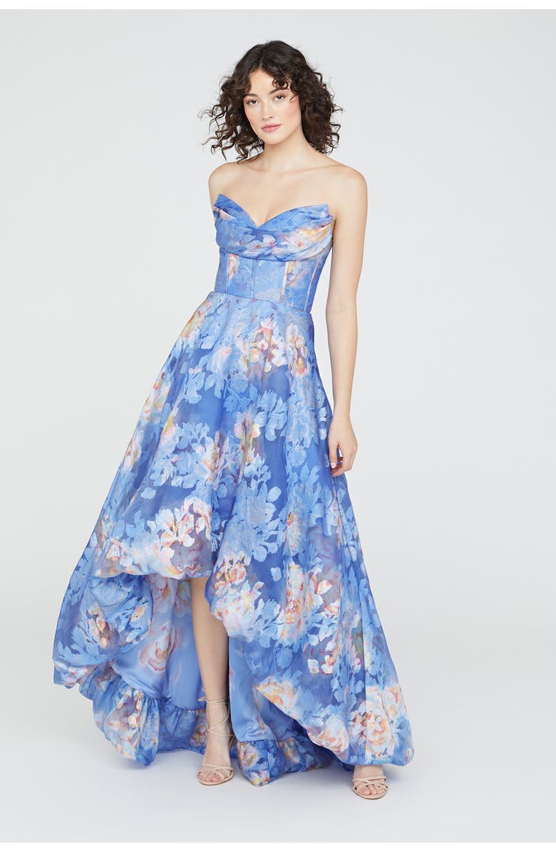Theia Wendy Bubble Hem Gown, Alternate, color, Cornflower/Marigold