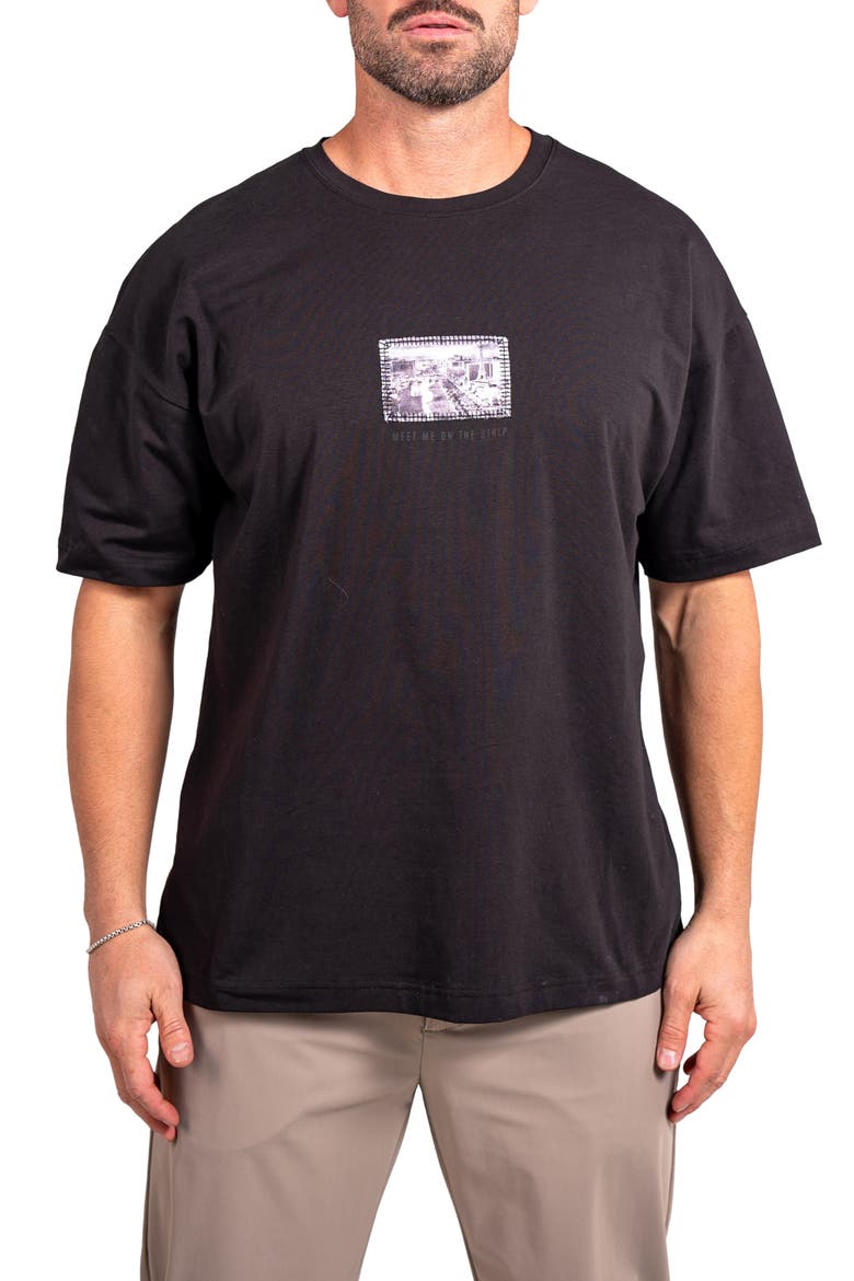 Ascension The Strip Appliqué Cotton Graphic T-Shirt, Main, color, BLACK