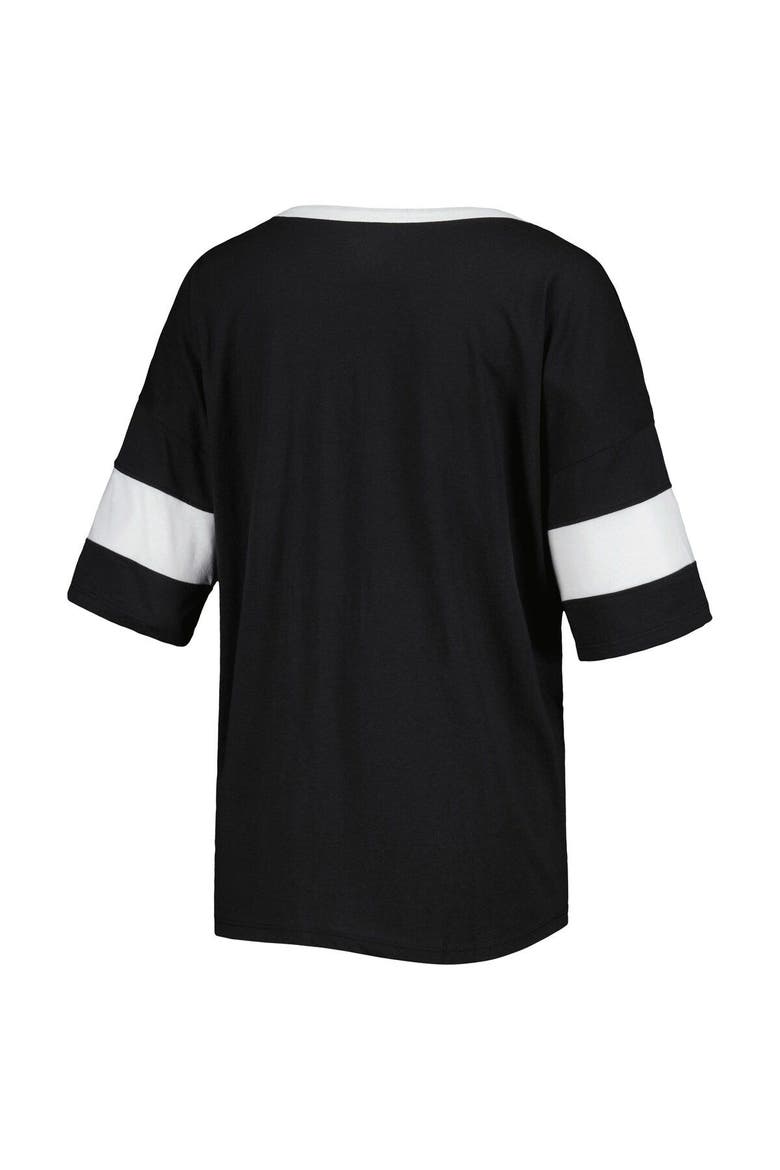Women's Champion Black Wake Forest Demon Deacons Jumbo Arch Striped Half-Sleeve T-Shirt, Alternate, color, Black