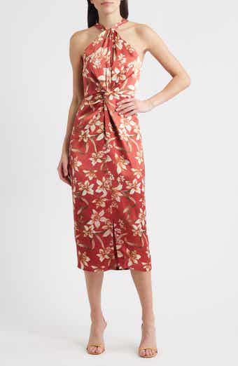 Eliza J Floral Center Twist Sheath Midi Dress