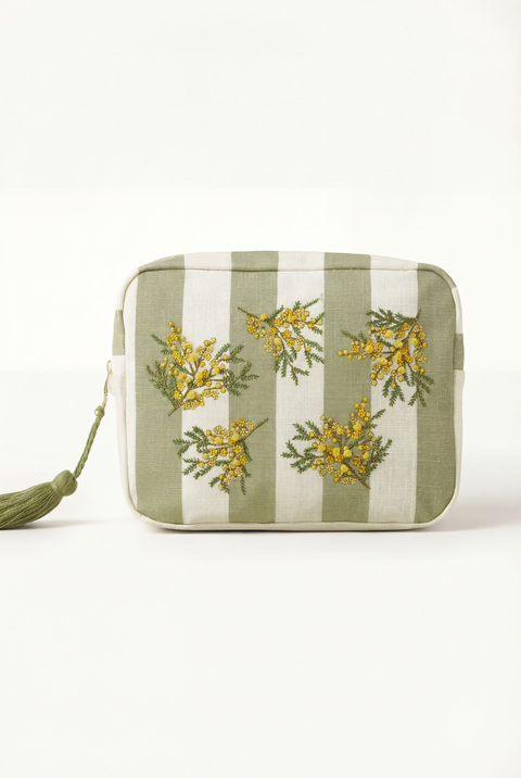 Mimosa Stripe Cotton Wash Bag