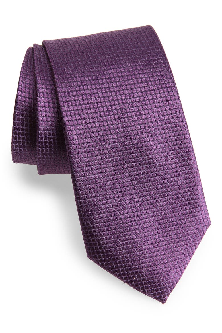 Textured Jacquard Silk Tie, Main, color, PURPLE