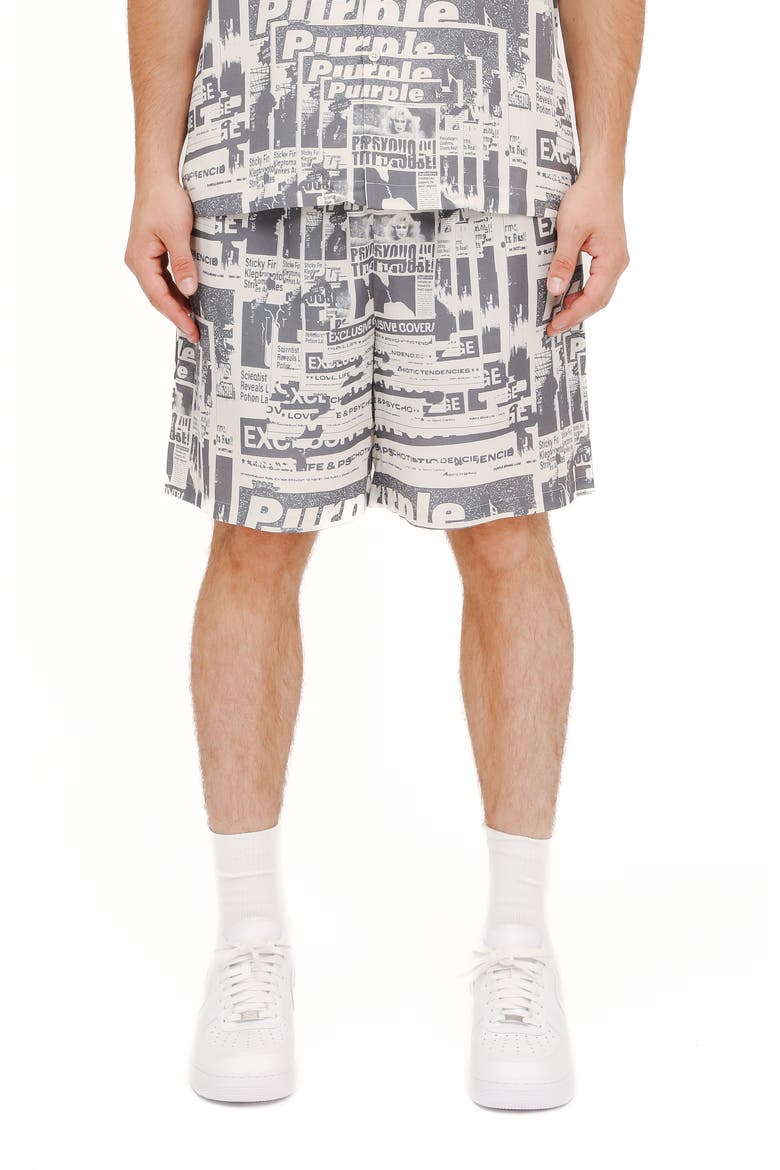Pull-On Graphic Sweat Shorts, Main, color, IVORY/ GREY MULTI