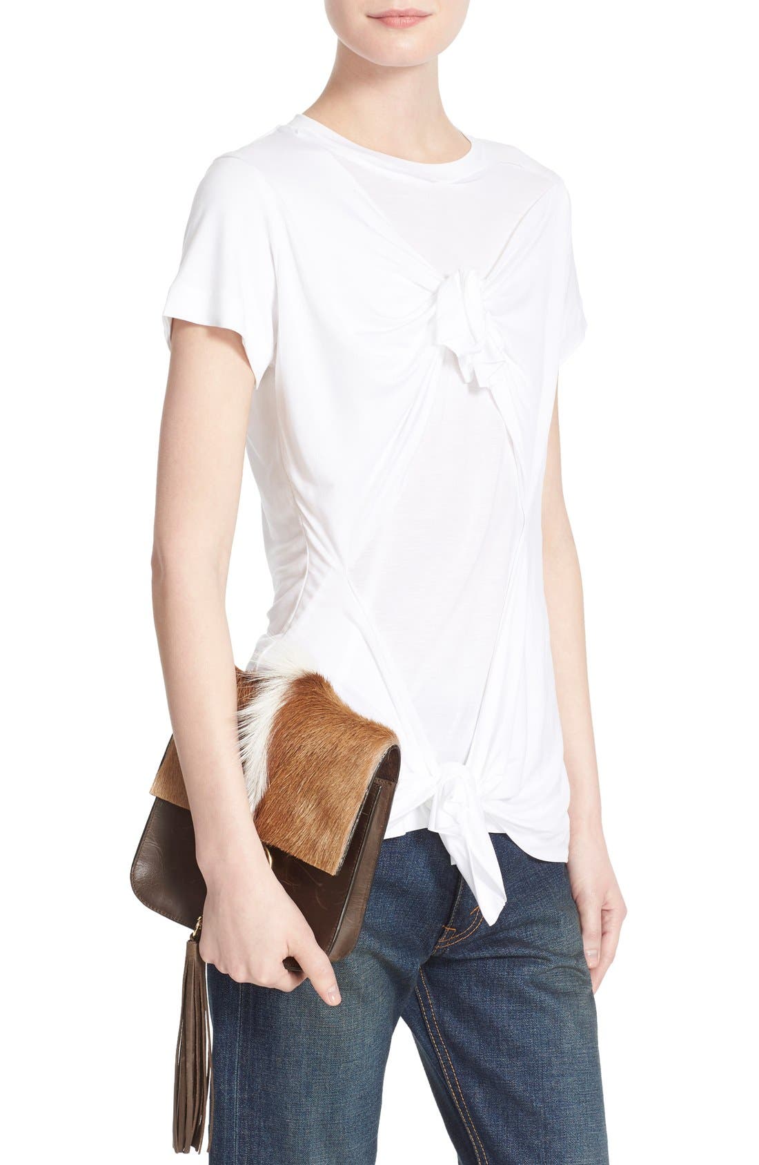 'Palma' Springbok & Leather Crossbody Bag, Alternate, color, BROWN/ NATURAL