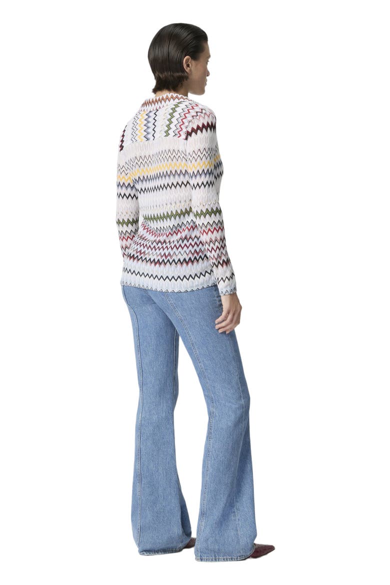 Blouse In Cotton And Viscose Zig Zag With V-neckline, Alternate, color, Multicoloured
