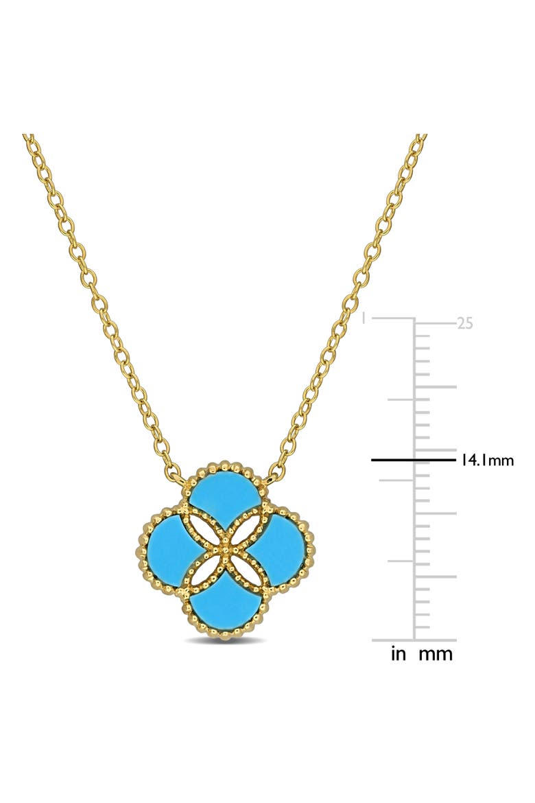 Lab-Created Turquoise Clover Flower Necklace, Alternate, color, Created Turquoise