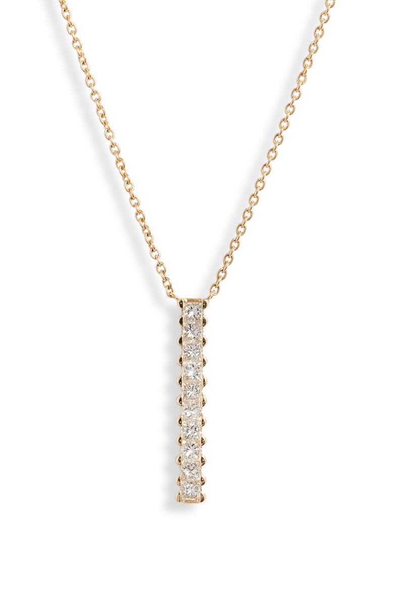 Bony Levy Audrey Princess Diamond Bar Pendant Necklace, Main, color, 