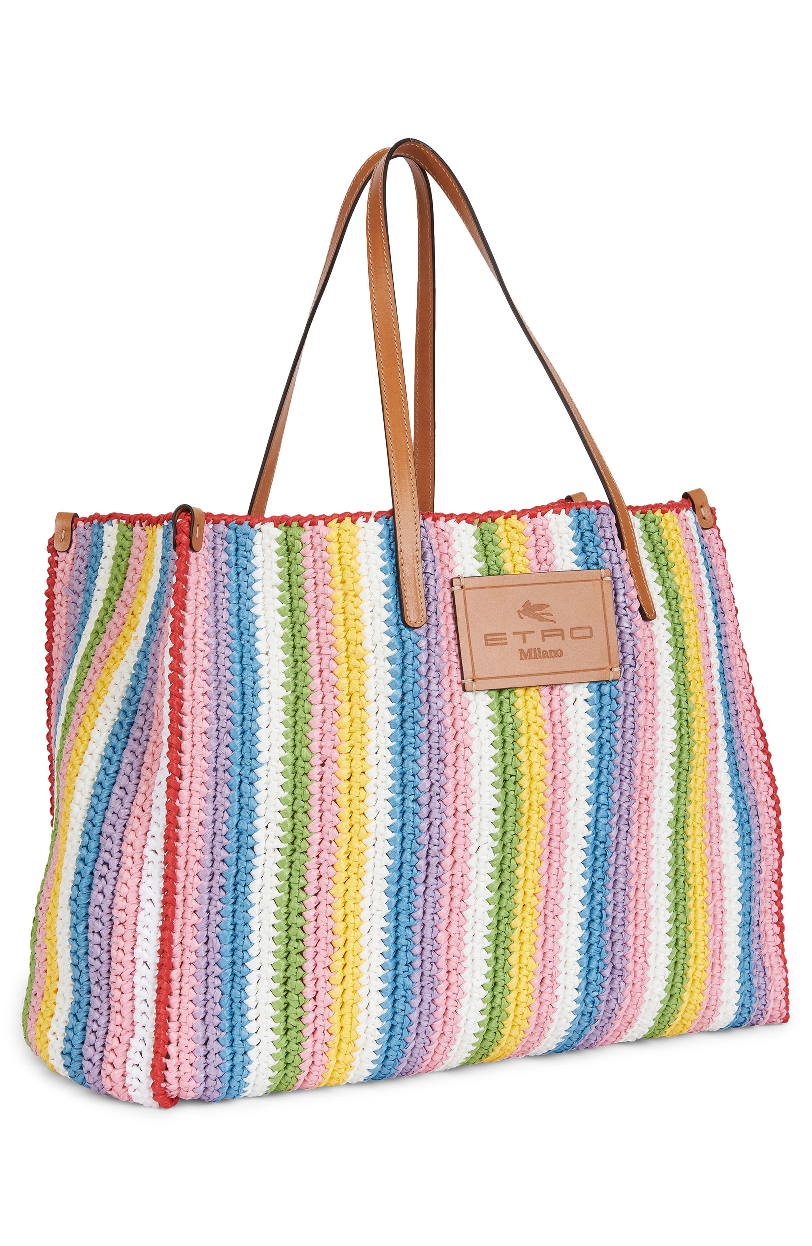 Etro Stripe Crochet Shopper, Alternate, color, 