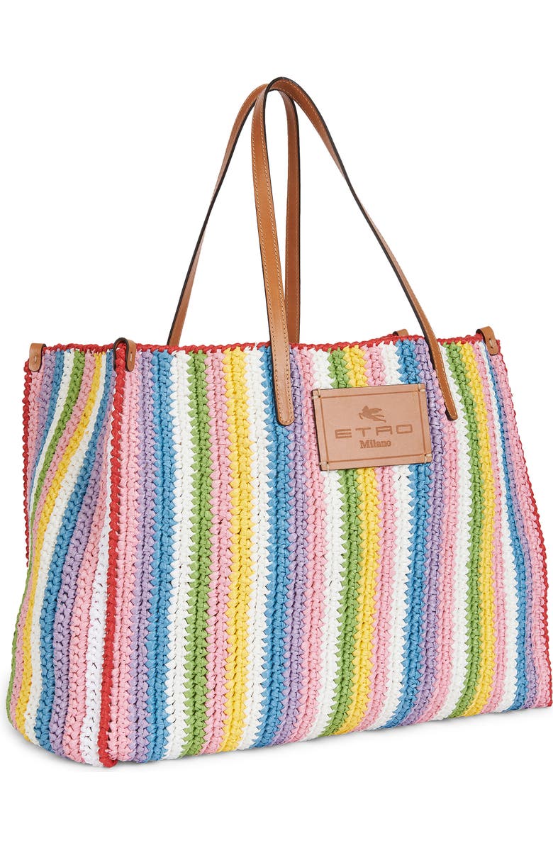 Etro Stripe Crochet Shopper, Alternate, color,