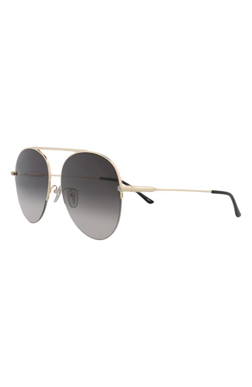 Gucci 61mm Aviator Sunglasses In Gold Gold Grey