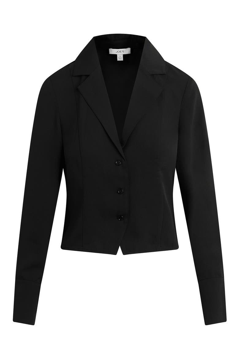 The Iris Notched Collar Shirt, Alternate, color, BLACK