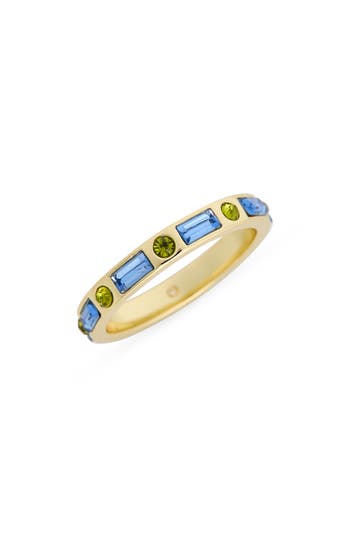 Covet Baguette Crystal Eternity Band Ring In Gold